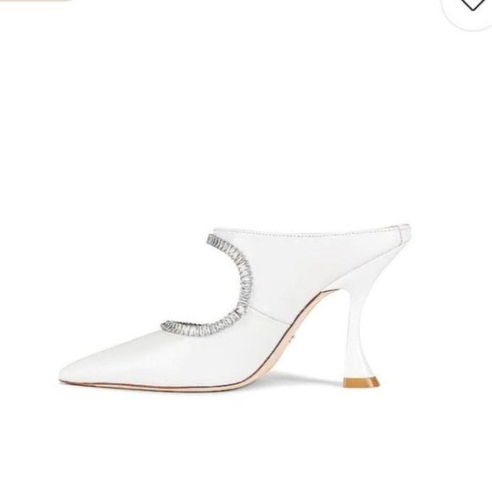 Stuart Weitzman Xcurve Crystal 100 Mule In White … - image 3